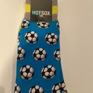 Mens Blue Crew Socks with Soccer Balls